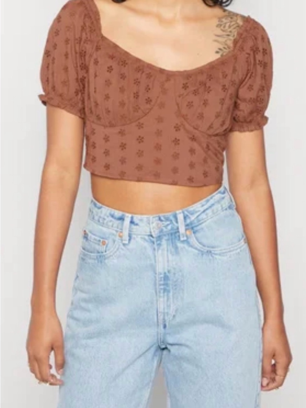 Hollister Brown Eyelet Top